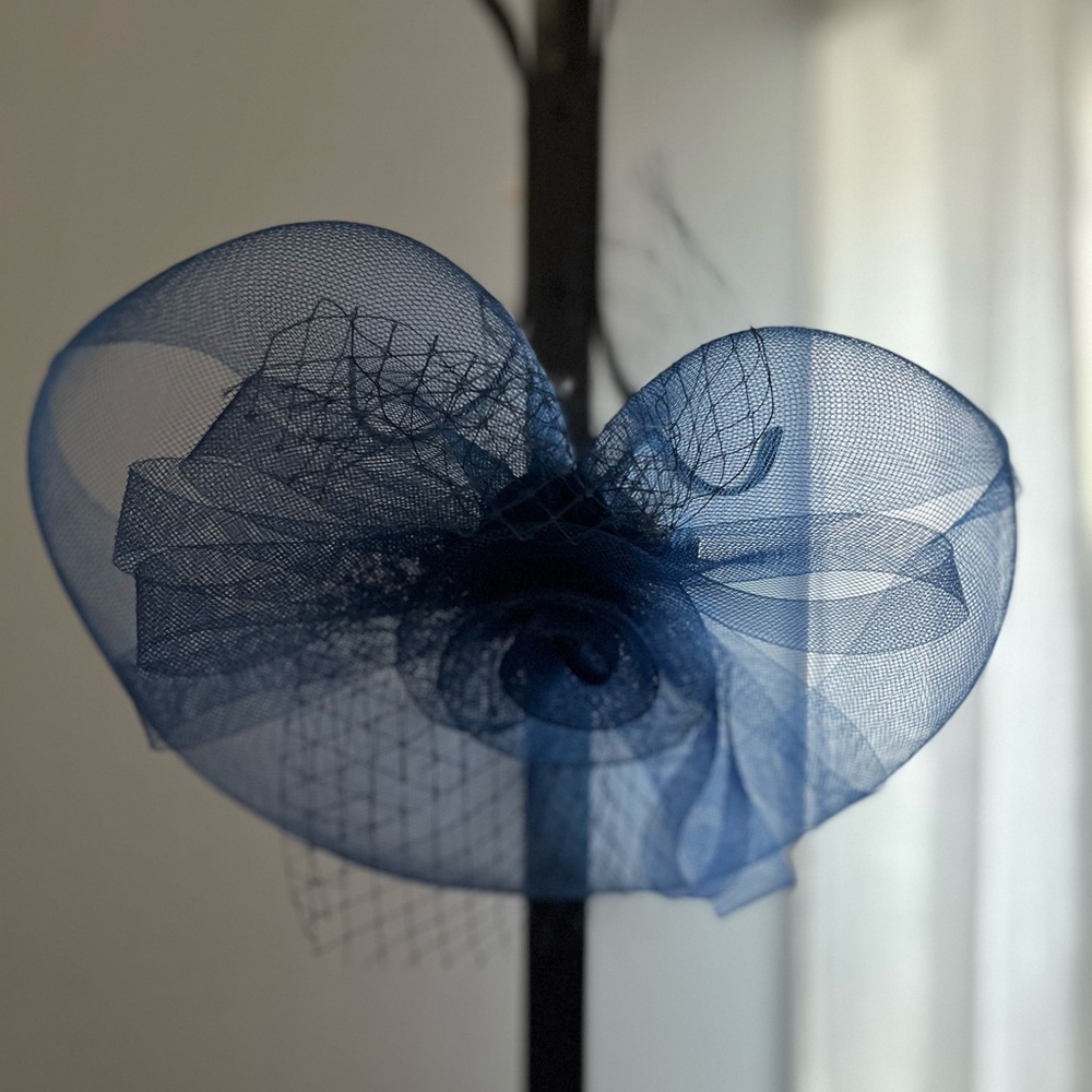 Elegant Blue Mesh Fascinator